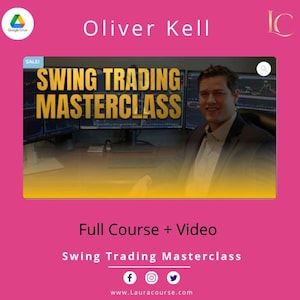 May include: A promotional image with a pink background. The image features the text "SWING TRADING MASTERCLASS" in gold lettering. A man in a suit is visible. The text "Full Course + Video" and "Swing Trading Masterclass" are also present. The Google Drive logo is in the upper left corner.