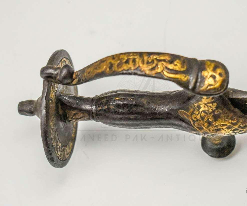 Antique Golden-inlaid Medieval Sword Hilt – Intricate Calligraphy ...