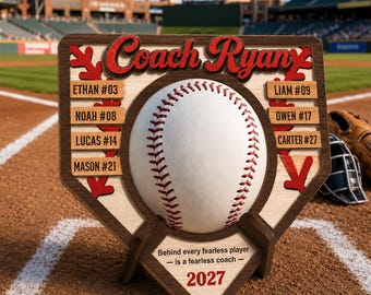 Personalized Baseball Coach Gift, Wooden Baseball Display Holder, Custom Coach Appreciation Gift, Baseball Team Keepsake, Senior Night Gift