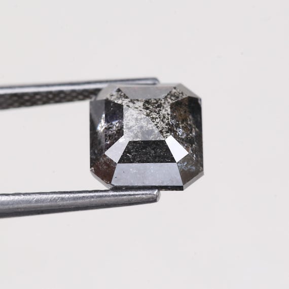 1.77 Carat Natural Radiant Salt and Pepper Diamond Rustic  Diamond For Jewelry Making (7.70MM)