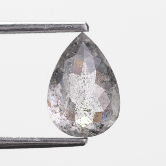 1.59 Caret Natural Pear Salt and Pepper Diamond | Alternative Engagement Ring | 8.65MM