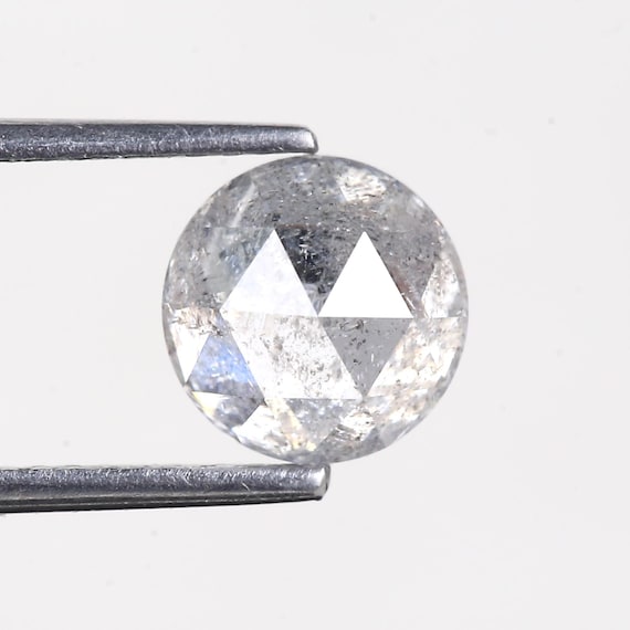 2.02 Carat Round Rose Cut Salt and Pepper Diamond for Jewelry Making (7.40 MM)