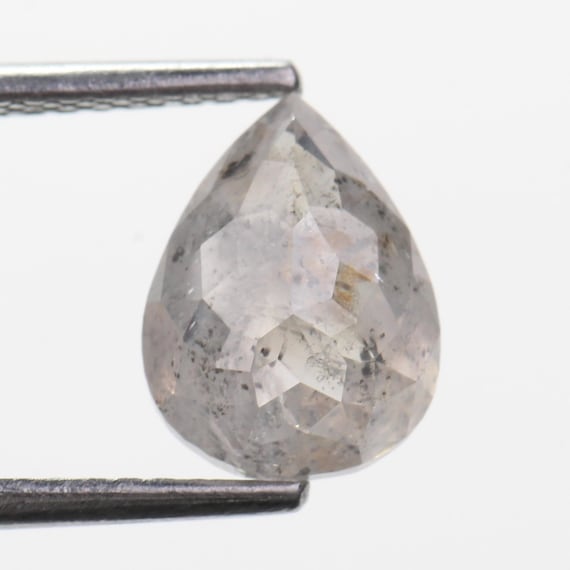 2.15 Carat Natural Pear Medium Grey / Salt & Pepper / Charcoal Speckled Perfect for custom engagement rings  (8.98MM)
