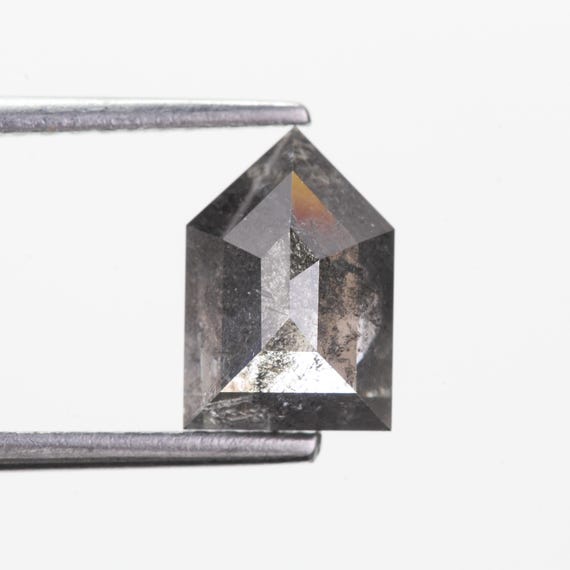 Natural Salt and Pepper Shield Cut Diamond Loose Grey Black Rustic gem for Unique Engagement Ring