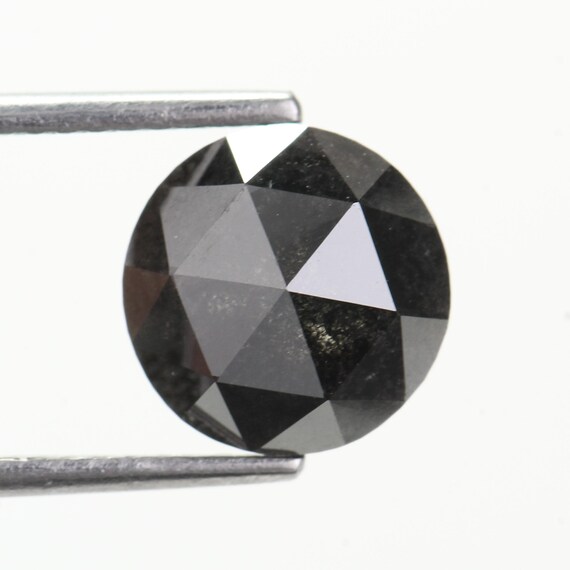 2.83 Carat  Natural Round Rose Cut Salt and Pepper Black Color Charcoal | Black Diamond for Bespoke Jewelry Design (8.50MM)