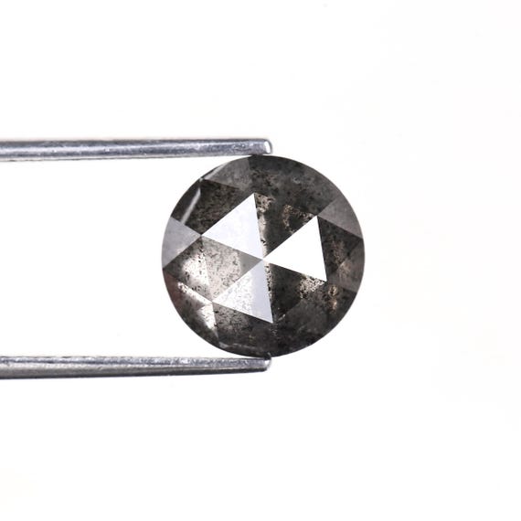 3.65Carat Natural Round Rose Cut Salt and Pepper Diamond  For Jewelry Making 9.90 MM
