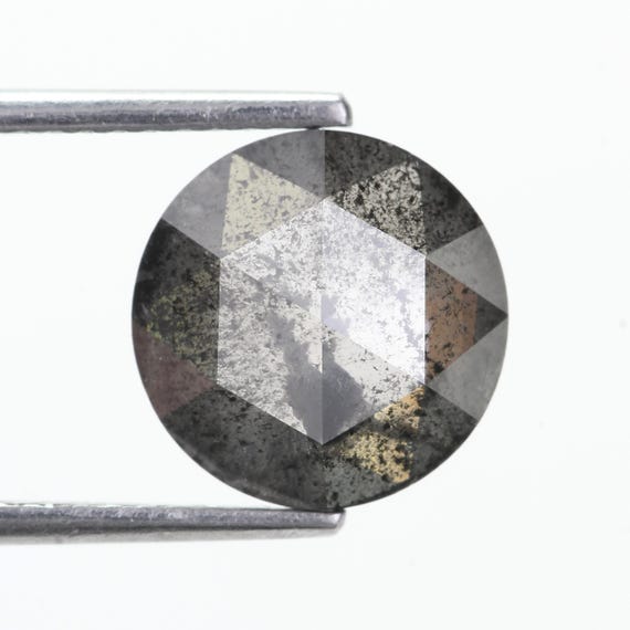 2.50 Carat Natural Rose Cut Salt and Pepper Diamond (9.40MM)