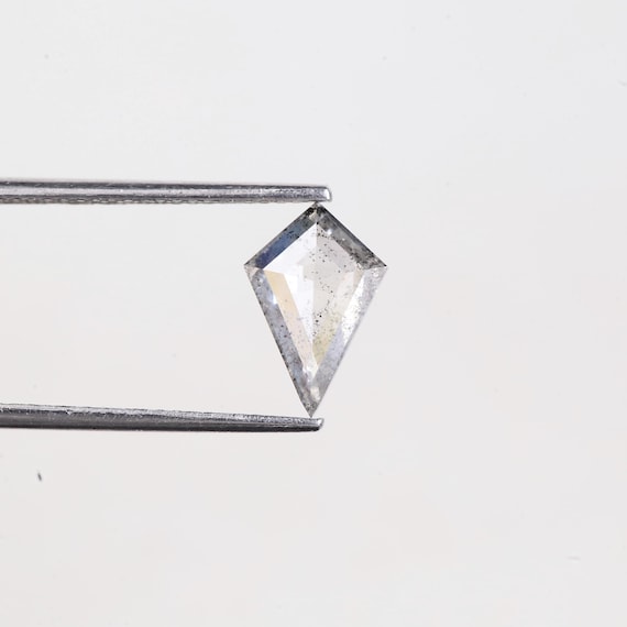 1.39 Carat Natural Salt and Pepper Kite Diamond Gemstone | Rustic Alternative Engagement Ring (10.90MM)