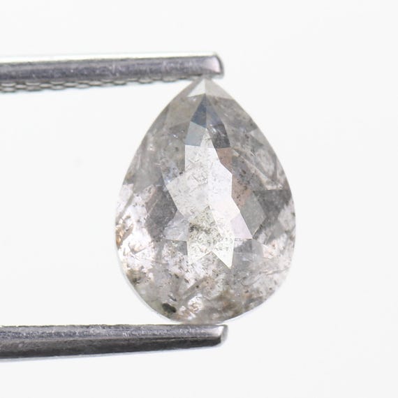 1.43 Carat Natural Salt and Pepper Pear Shape Diamond Loose Grey White Rustic Unique For Ring  (8.15MM)