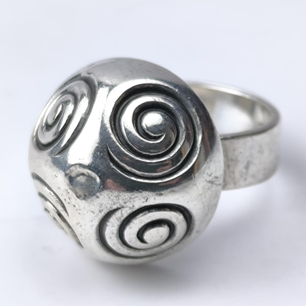Vintage Kalevala Koru Halikko Sterling Silver Ring – Spiral Flower Scandinavian Jewelry 1978