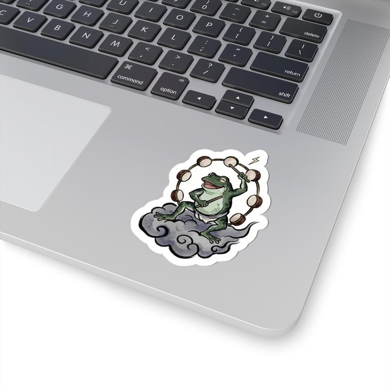 Cute Japanese Raijin Frog Vinyl Sticker Kawaii Frog Chojugiga Kiss Cut ...