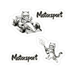 Japanese Sumi e Racing Cat Motorsport Sticker Sheet JDM Ukiyo e Style Go Kart Racer Laptop Decal Helmet Toolbox Vinyl Stickers Garage Art