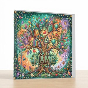 Personalisierte Lehrer Geschenk Benutzerdefinierte Name Baum der Erkenntnis Acryl Plakette Zurück zu Schule Schreibtisch Dekor Schüler Andenken Wertschätzung Kunst 3,9 "