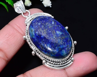 Lapis Lazuli Silver Pendant, Natural Blue Lapis Lazuli Pendant, 925 Silver Sterling Pendant, Crystal Pendant, Gift For Forever