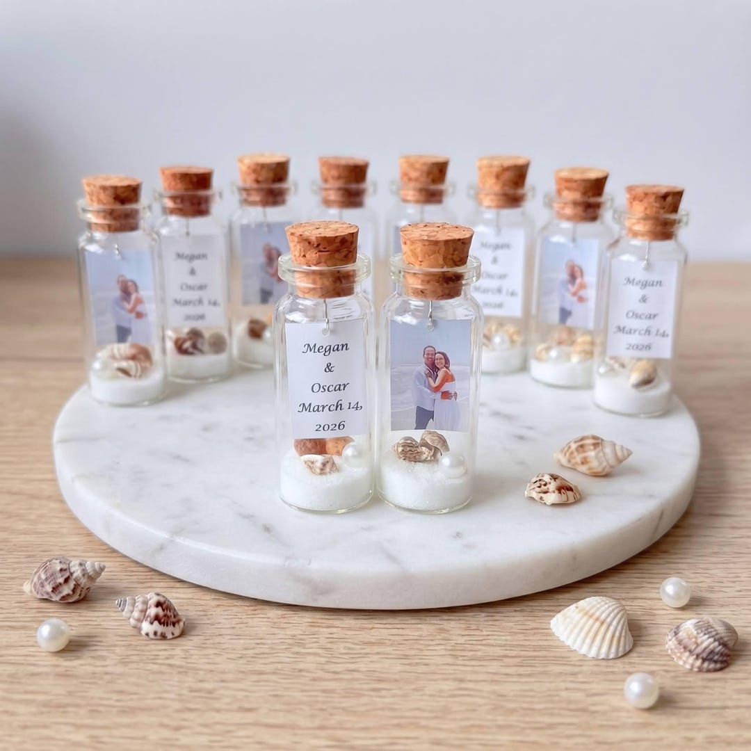 Shell Favour Beach Wedding Favors for Guests in Bulk, Personalized Destination Sand ...