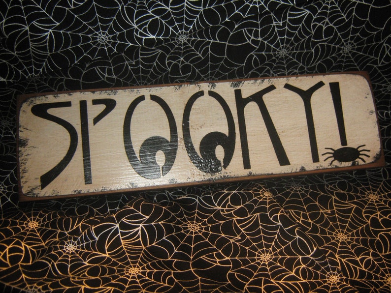 Primitive Holiday Wooden Hand Painted Halloween Salem Witch Sign SPOOKY Country Rustic Folkart image 5