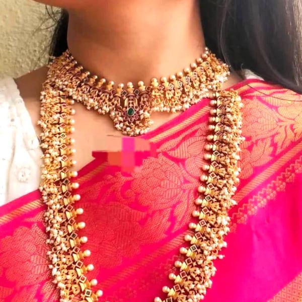 Guttapusalu long and short necklace combo set