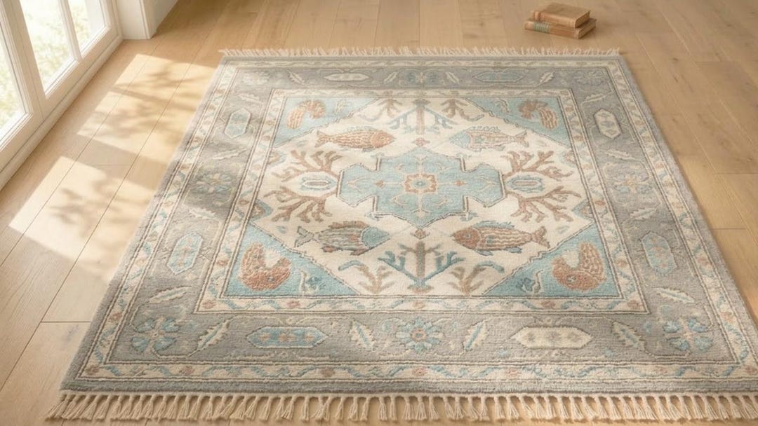 Turkish Handmade Fish Rug Handmade Oushak Fish Rug, Vintage Turkish Wool Oriental Carpet - Etsy