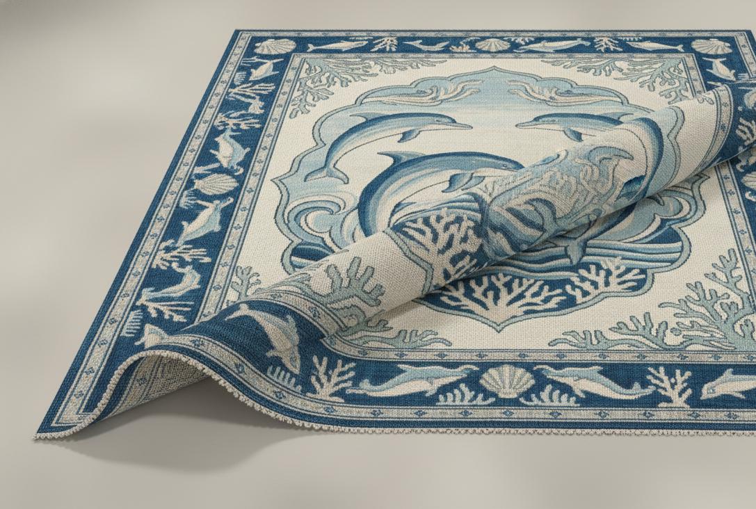 Handmade Wool Dolphin Area Rug: Coastal Ocean Theme - Etsy