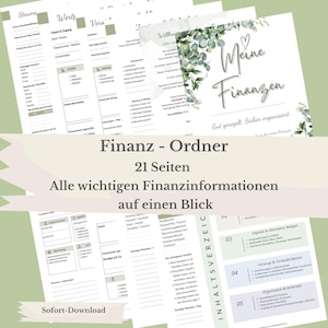 Finanzordner PDF Vorlage Notfallordner Finanzen Konten Vermögen Übersicht Geldanlage Immobilien Schulden Vorsorge Angehörige Finanzübersicht