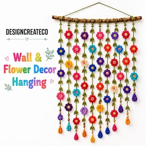 Crochet Wall Hanging Flower Pattern Bundle PDF, Boho Botanical Macrame Crochet Pattern, Wall Art Decor, Digital Download