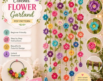 Crochet Wall Hanging Flower Pattern Bundle PDF, Boho Botanical Macrame Crochet Pattern, Wall Art Decor, Digital Download
