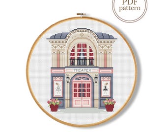 Theater Cross Stitch Pattern PDF, Opera And Ballet counted chart (Instant download)