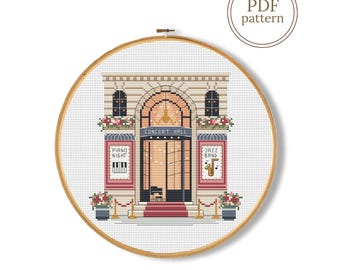 Concert Hall Cross Stitch Pattern PDF, Music Counted Chart (Instant Download)