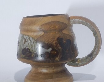 Hand Turned Wood & Resin Decorative Cup | Artisan Art Vessel