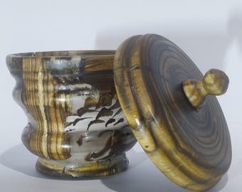 Hand Turned Wood & Resin Lidded Pot | Decorative Storage Canister
