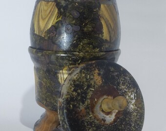 Hand Turned Wood & Resin Lidded Pot | Decorative Storage Canister