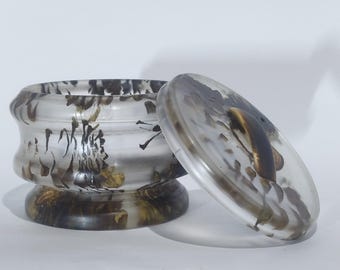 Hand Turned Wood & Resin Lidded Pot | Decorative Storage Canister