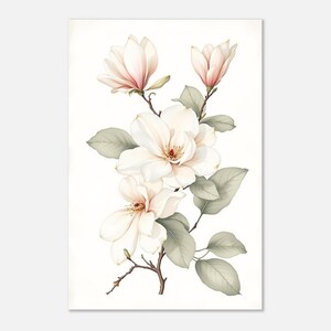 Lámina botánica de magnolia / Arte mural de estilo rústico francés / Estudio de ramas en flor