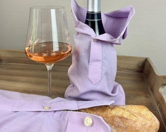 Baguette- en wijntassenset voor picknicks en tuinfeesten in lavendel. Handgemaakt