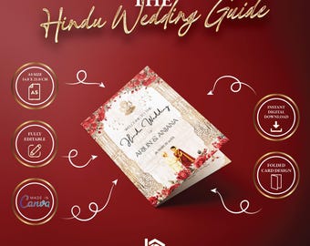 Tamil Hindu Wedding Program Template | South Indian Ceremony, A5 (Canva Editable, Digital Download)