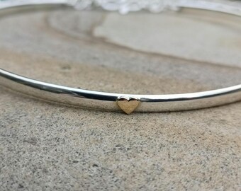 Collar de día en plata de ley con corazón de oro