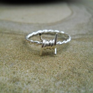 Sterling silver barbed wire ring