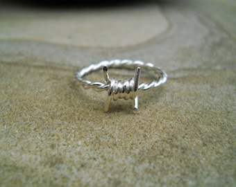 Sterling silver barbed wire ring