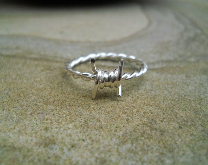Sterling Silver Barbed Wire Ring Etsy