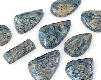 RESERVED FOR ALI! - Covellite Cabochon Gemstone: Natural Blue Copper with Pyrite Veins