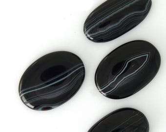 Black and White Banded Agate Designer Cabochon Gemstones Free Shipping Free Returns