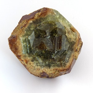 Bi-Color Ferrian Grossular Garnet Specimen: Green & Orange Crystal