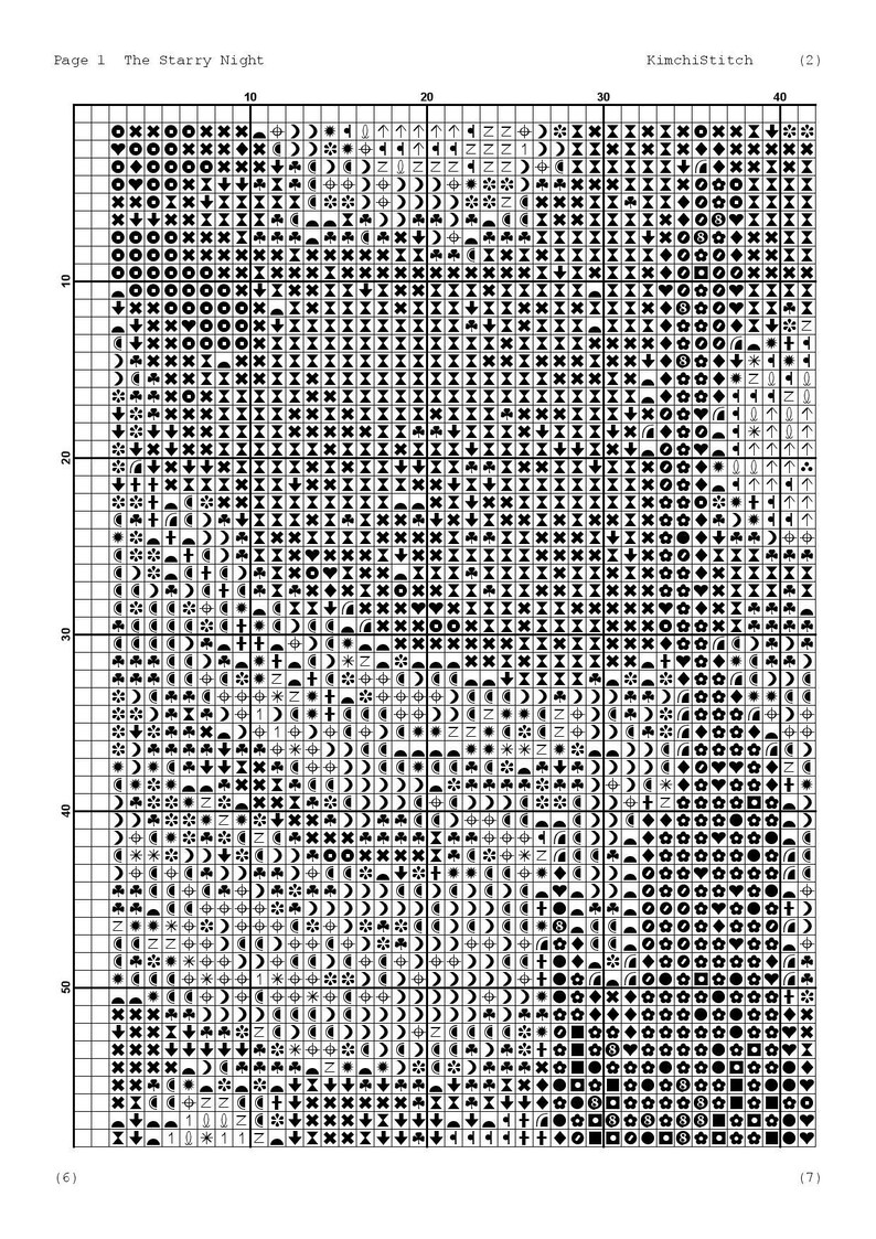 The Starry Night Cross Stitch Pattern | Art Design (PDF Pattern) - Etsy