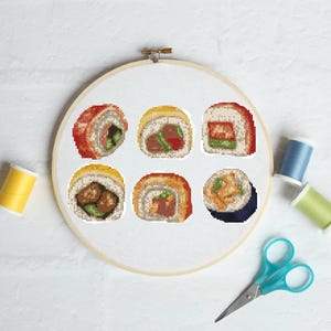 Sushi Cross Stitch Pattern | Food Design (PDF Pattern)