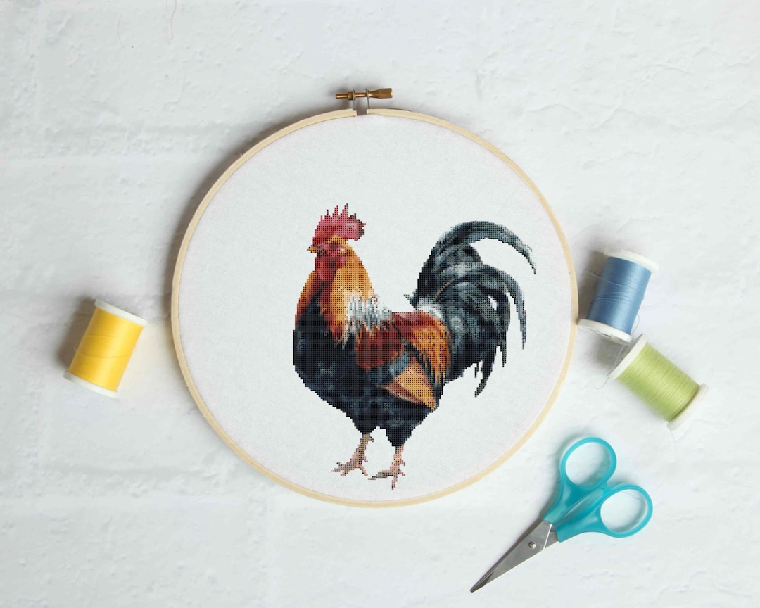Rooster Cross Stitch Pattern | Farmhouse Animal Design (PDF Pattern) - Etsy