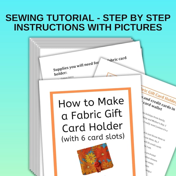 How to Make a Fabric Gift Card Credit Card Holder Sewing Tutorial / Gift Card Holder Pattern / Sewing Pattern / Business Card Holder Pattern