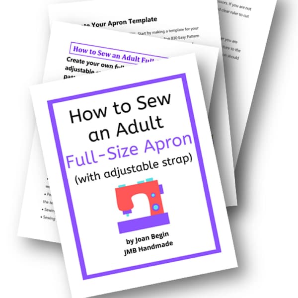 How to Sew an Adult Full-Size Apron Sewing Tutorial / Apron Sewing Pattern / Apron Pattern / Cooking Apron Pattern Printable / Women's Apron