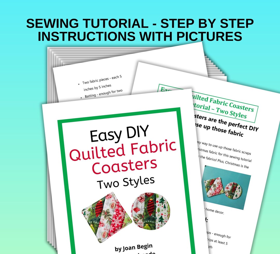 Printable Coaster Patterns.pdf DIY Quilted Fabric Coasters Sewing Tutorial: Two Styles (PDF Pattern ...