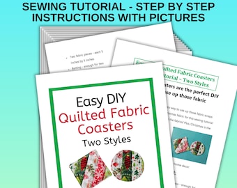 DIY Quilted Fabric Coasters Sewing Tutorial: Two Styles (PDF Pattern)