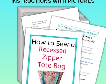 Patron de couture pour sac fourre-tout à fermeture éclair encastré : grand fourre-tout DIY (PDF)
